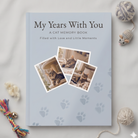 Cat memory book with guided keepsake pages, milestone memories and photo spaces