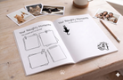 Open cat memory book with guided keepsake pages for funny moments, photo spaces and everyday memories