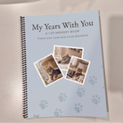 Spiral cat memory book with guided keepsake pages, milestone memories and photo spaces