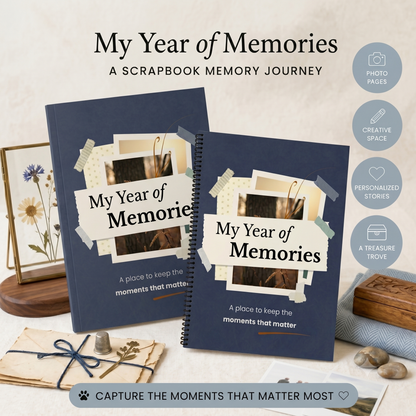 Scrapbook memory journal designed to help capture everyday moments, photos, memories, and reflections with creative pages that turn ordinary days into lasting keepsakes