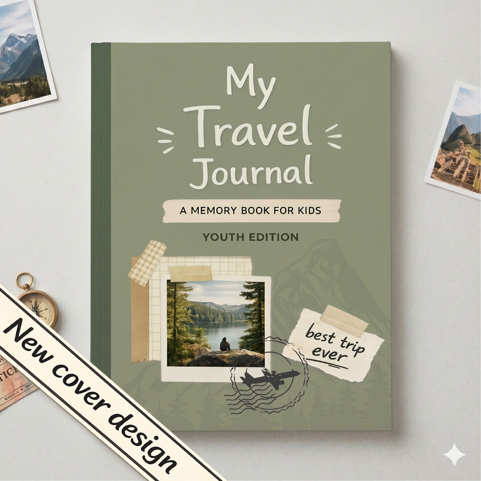 Kids travel journal designed to capture adventures, memories, photos, and reflections with guided prompts and creative activities that make travel feel fun instead of homework