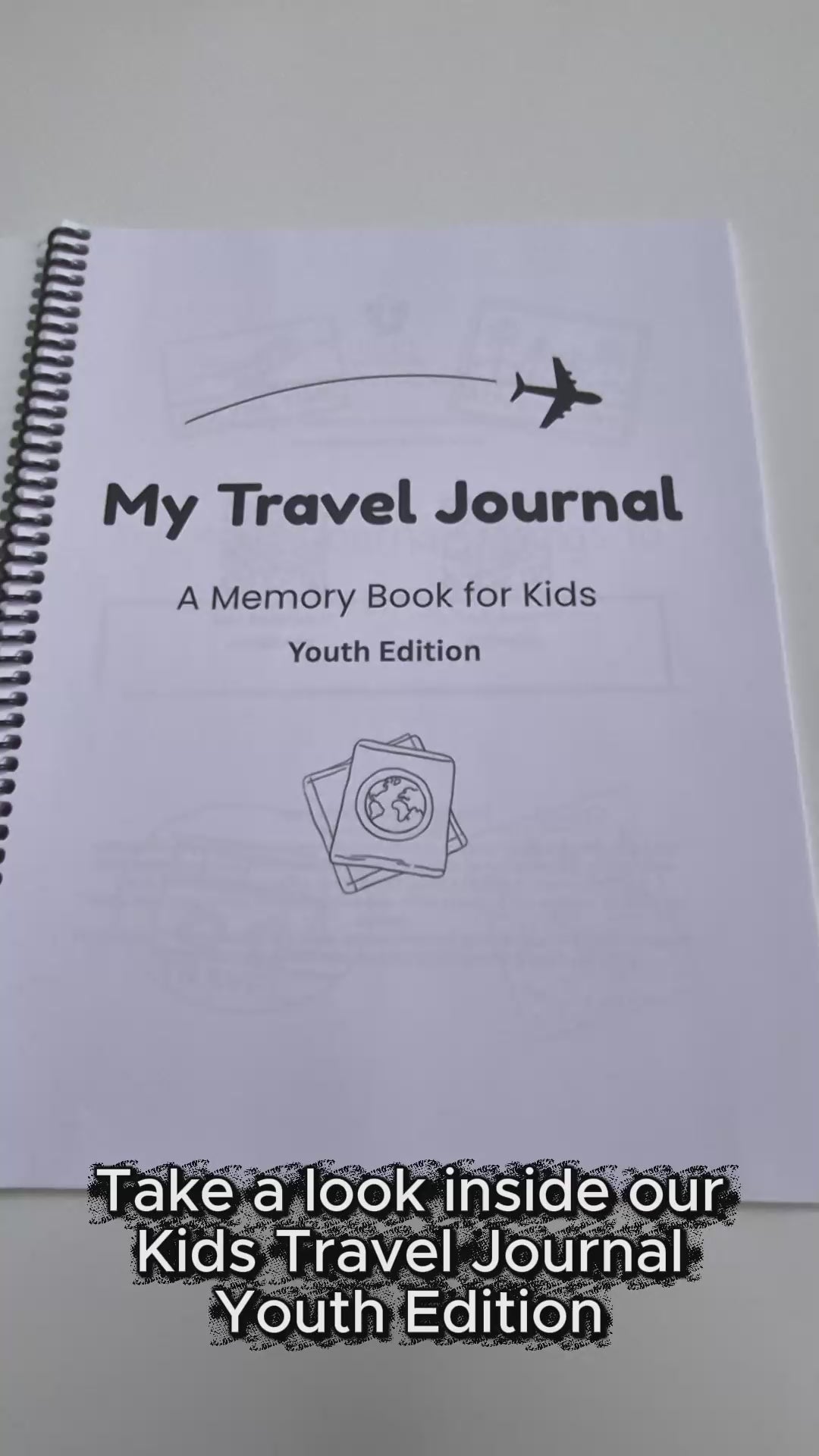 Video walkthrough of the Chilli Keepsakes Kids Travel Journal Youth Edition for ages 9 to 12, showing the cover and inside pages including pre-trip planning, daily writing pages, travel activities, reflection prompts, photo spaces and keepsake pages.