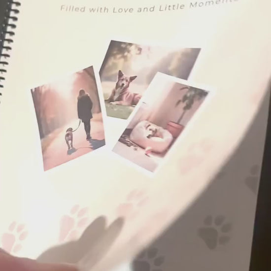 Dog memory book video showing guided keepsake pages, puppy memories and milestone adventures
