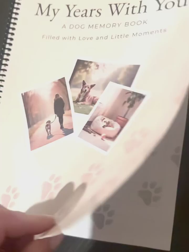 Dog memory book video showing guided keepsake pages, puppy memories and milestone adventures